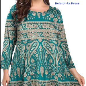 BELAROI Womens Dresses 3/4 Sleeve Plus Size Casual Swing Loose Tunic Dress